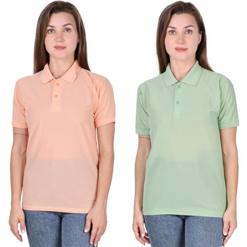 Ansh Fashion Wear Women'S Pack Of 2 Polo Neck Tshirt-Peach-Sea Green T-Shirt for Men | Mens T-Shirt | Trendy T-Shirts for Men