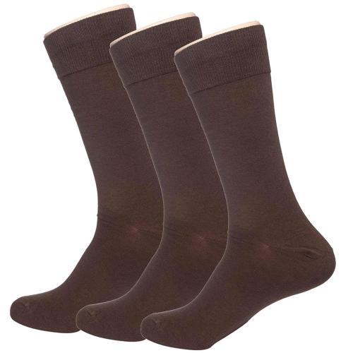 Cotson Men Brown Solid Organic Cotton Formal Socks 3 Pair (Free Size)