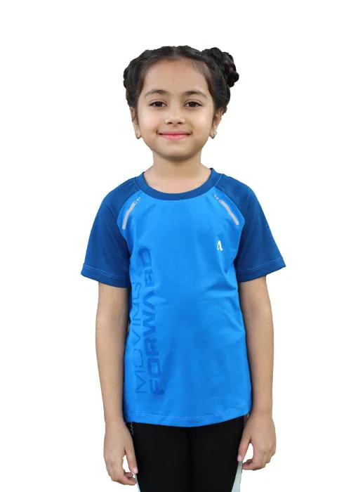 APPALUZO Moving Forword BreathEZ Girl's Tee (Color: Blue, Size: 9-10 Y)