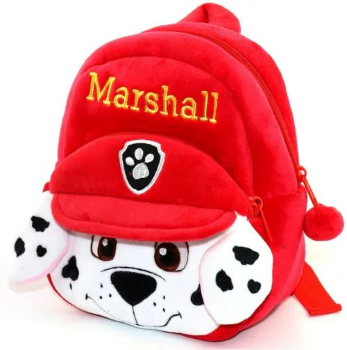 Kids School Bag Soft Plush Marshal Cartoon Baby (White & Red)
