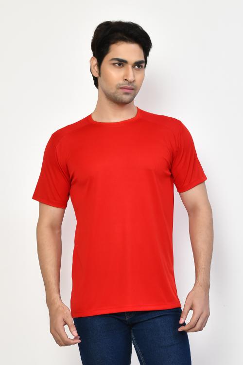 Roy's Casual Regular Fit Cotton Round Neck Half Sleeve T-shirt for Men - Red