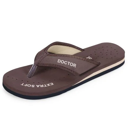 DOCTOR EXTRA SOFT Doctor Slippers for Women Orthopedic Diabetic Pregnancy Non Slip Lightweight Comfortable Flat Casual Stylish Dr Chappals and House Flip flops For Ladies and Girl’s D-22-Brown-10 UK
