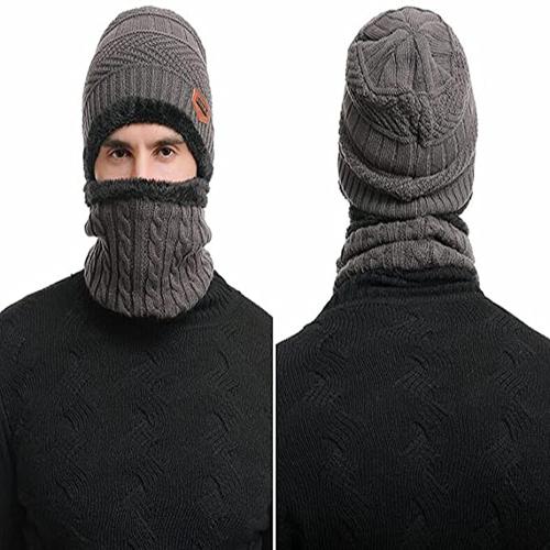 EMPOISON Winter Unisex Woolen cap and muffler (Neck Warmer )Grey