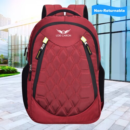 Lois Caron Large 35 L Laptop Backpack LCBS-001 Red Color Laptop Backpack With Rain Cover Hi- Storage