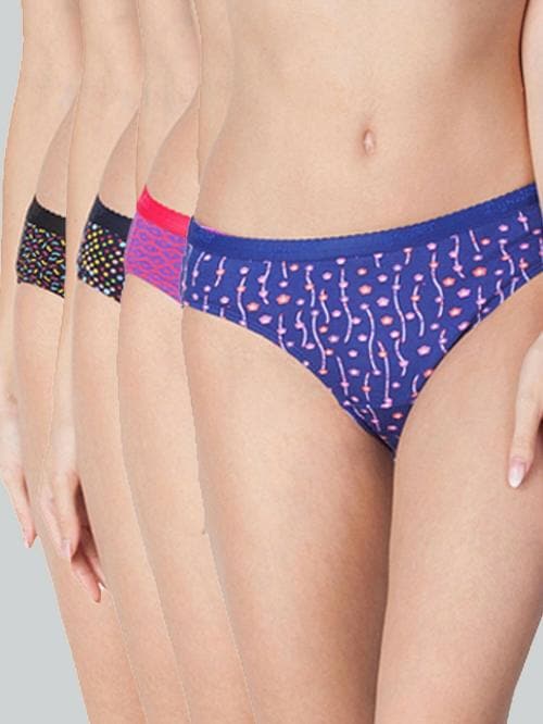 Buy Lyra Women's Cotton Assorted Printed Bikini Panty Pack Of 4 Online