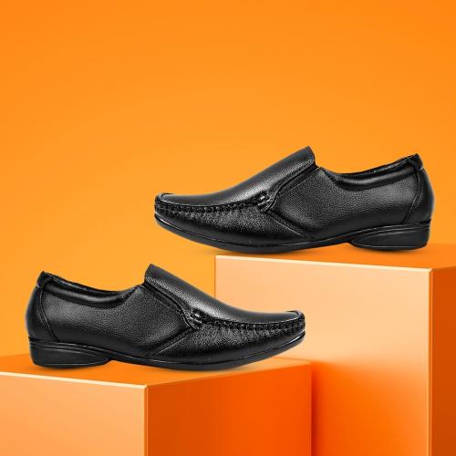 Fasczo genuine leather formals Men's Elegant and Professional Formal Shoes Comfortable, Stylish, and Durable (Black)