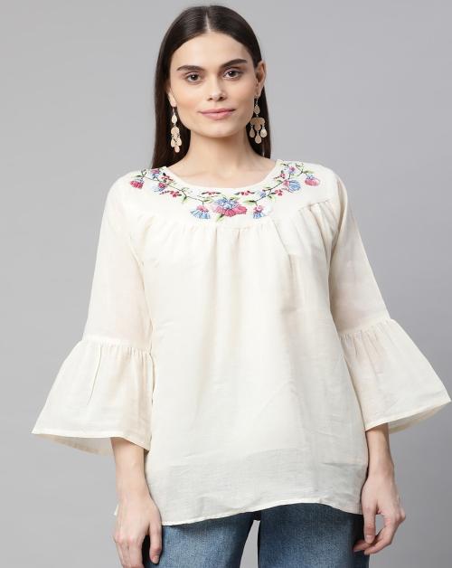 Buy Aarika Women's Cream Color Hand Embroidery Top Online at Best Prices in India JioMart.