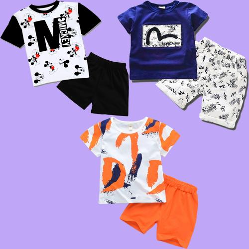 Lofn Stylish Printed Boys & Girls Kids Clothing Sets Pack Of 3 - (2-3 Years)