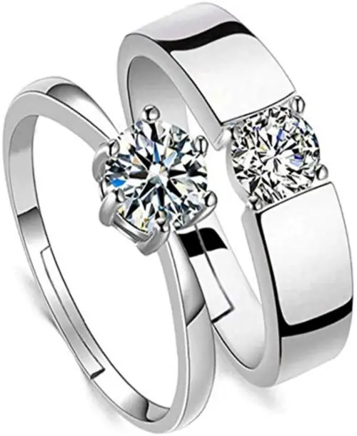 BLOOMSTYLE Wedding Couple Ring Set White Diamond Ring For Beautiful Couples