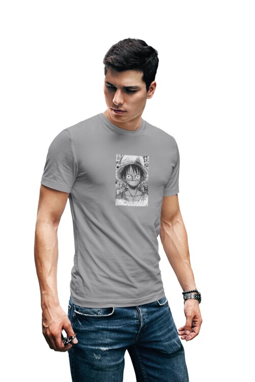 Grey - Small Manga One Piece T shirt For Men TeesTheDay