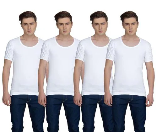 ESSA Mens Cotton Vest White Slim Fit (4Pcs_105)_105CM Or XL