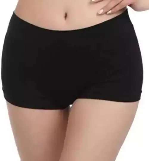 VANILLAFUDGE Cotton Boy shorts Panties for Women’s |Women's Boy Shorts |Boxer for Girls |Long Panty |Short |panties for women (black)