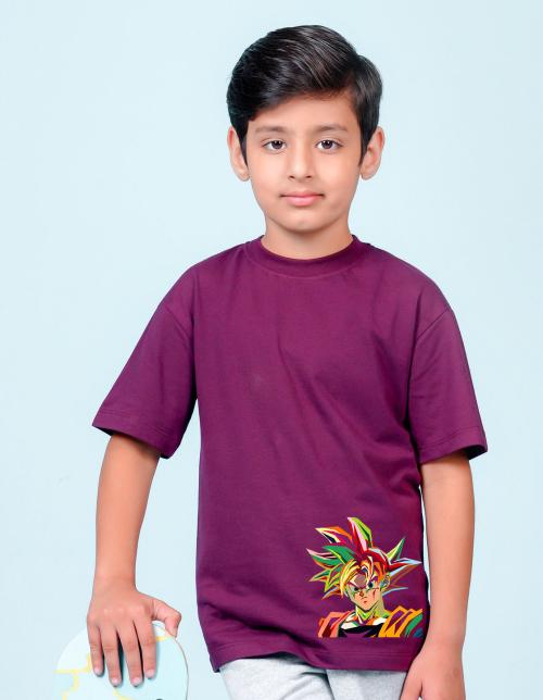 Nusyl Wine Boys Printed Oversized T-shirt