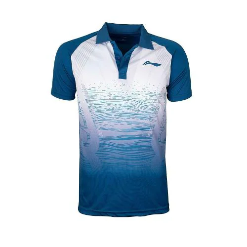 Li-Ning Unisex Royal Blue Solid Polyester Polo Badminton T-Shirt XXXL
