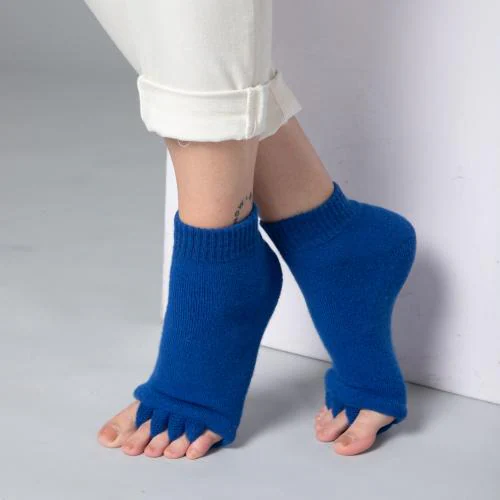 DIRTS Foot Alignment Socks Five Toe Separator | The Ultimate Solution for Easing Foot Pain, Improving Posture & Increasing Flexibility for Men & Women | Bunion | Plantar Fascia | Foot Pain Relief | (Size UK6-9 ) (Navy Blue, Large)