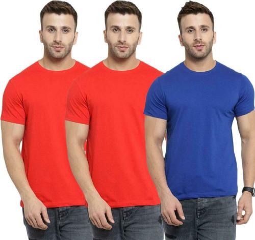 DAMN GUD DG Men Multicolor Solid Pure Cotton T-shirt - M (Pack of 3)