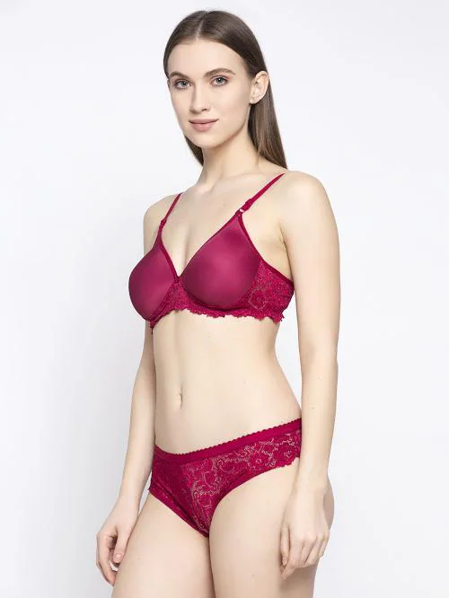 Buy Prettycat Maroon Polycotton Bra And Panty Set Self Design Lingerie Set  (Pc-Set-6025-Mah-40B) Online at Best Prices in India - JioMart.