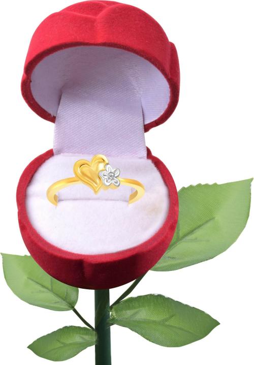 Vighnaharta Gold Plated Alloy Size 8 Ring With Ring Box (Women And Girls) (Set Of 2)