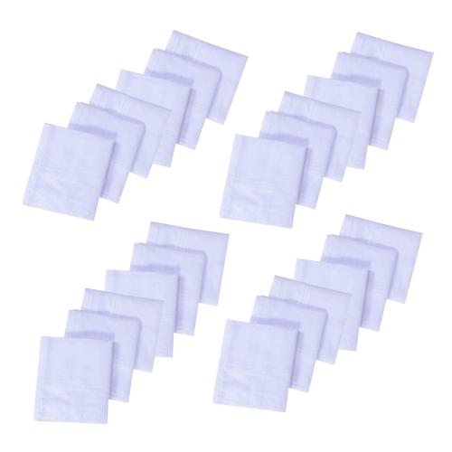DIKHAWA Pack of 24 Men's 100% Cotton Handkerchiefs/Hankies/Rumal, White, Large Size