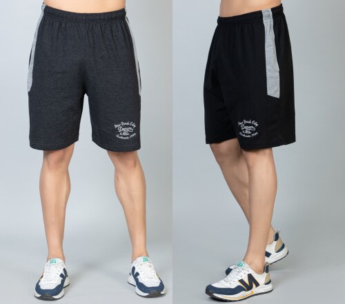John Brooks Regular fit Men Shorts Set of 2 - Dark Grey & Black
