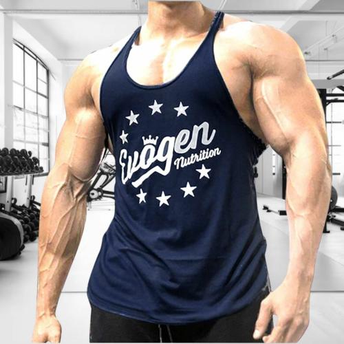 WILD THREADS Men's Premium Gym Vests | Printed Evogen Nutritions Sleeveless vest | Durable and Comfortable for Training and Sports | Navy Blue | Size-M