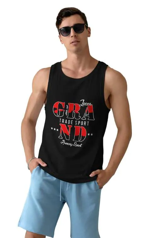 THALASI Sleeveless Tshirt for Men/Vest for Men -Gym Vest/Sando for men- Black Vest(Medium)