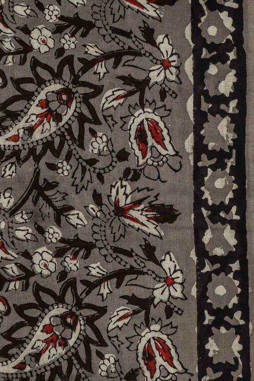 Kishori Women's Printed Cotton Unstitched Salwar Suit Dress Material 3 Piece Set (Grey)