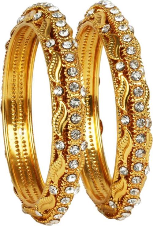 Buy khetlazee Gold Plated Alloy Kundan Bangles (Women) 2 to 4 (pack of 2) (kh3035) Online at