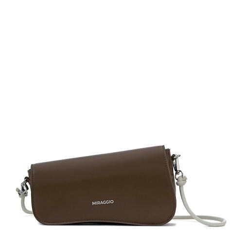 Miraggio Womens Brown Faux Leather Shoulder Handbag