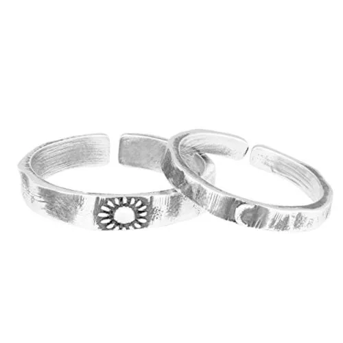 Giva Sterling Silver Adjustable Oxidised Minimal Couple Rings