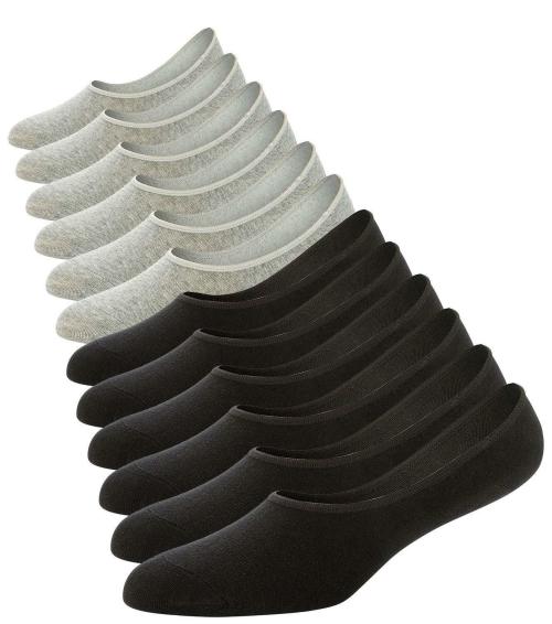 The beged ADFOLF 6 Pack Mens No Show Socks Casual Low Cut Thin Loafers Non Slip Boat Liners