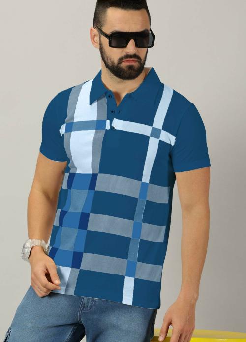 Ausk Men T-Shirts || Polo T-Shirts for Mens || Half Sleeve T-Shirts for Men ( Colour - Teal Blue)