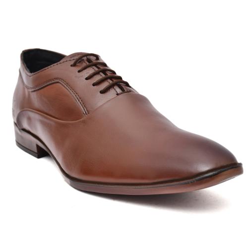 Pillaa Genuine Leather Sturdy & Durable Lace up Formal Shoes for Men-Brown