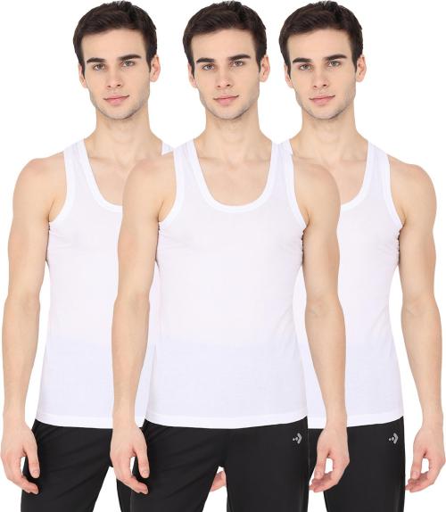 KANSAL Men's White Cotton Vest