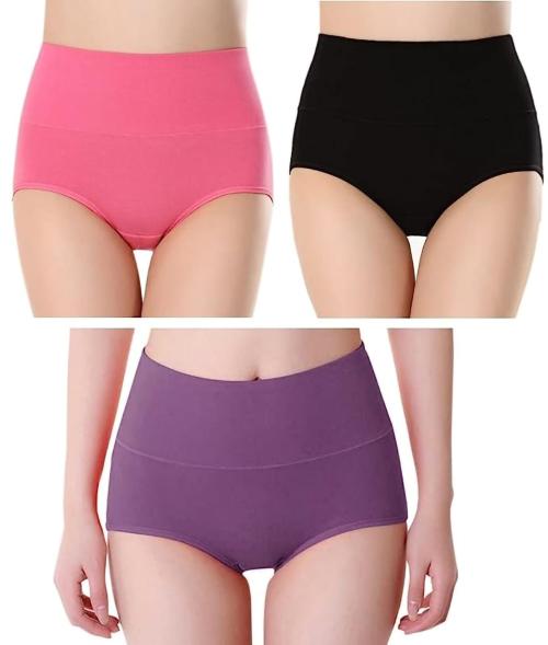 High Waist Briefs Underwear for Women Seamless Panties Assorted Color Pack of 3(30 till 34)