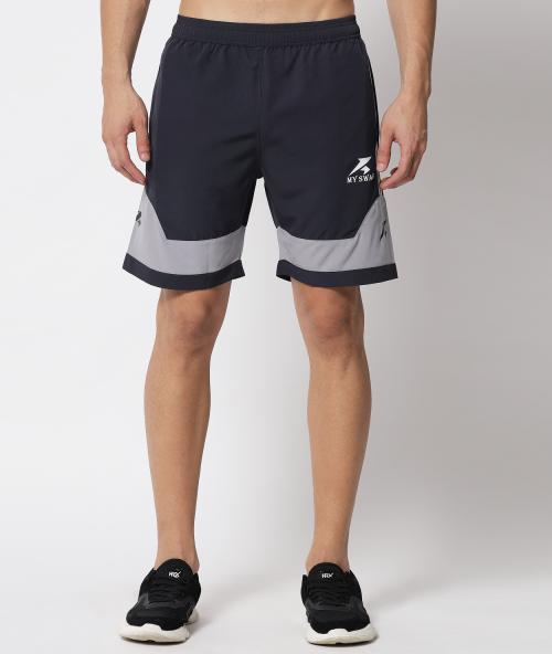 My Swag Men's Black & Grey Color Solid Regular Running Shorts