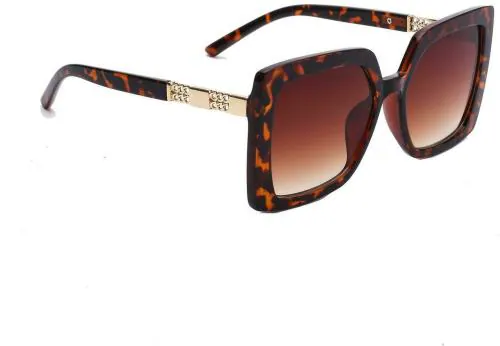 Dervin UV Protection Retro Square Full Frame Brown Sunglass for Men and Women, Free Size