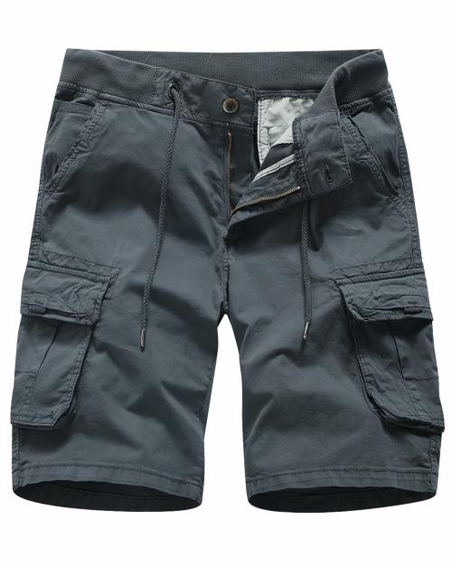 L'MONTE Imported Men's Cotton Cargo Shorts - Casual Outdoor Wear with Adjustable Drawstring Waist and Multi Pockets(32, Grey)