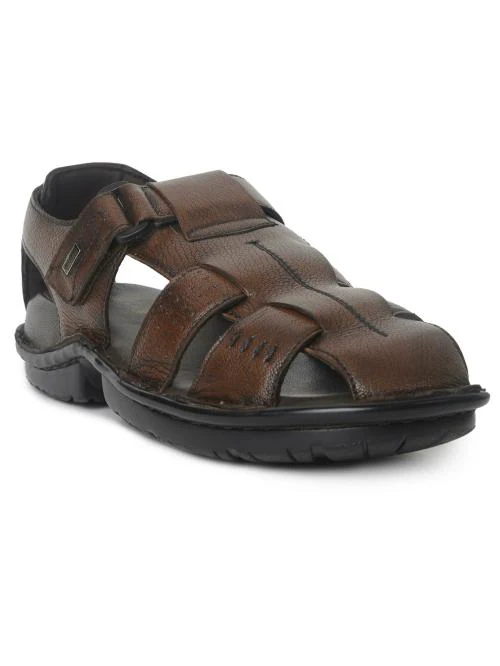 Buckaroo: SAFARI NX Genuine Leather Brown Casual Closed Sandal For Mens