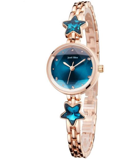 Just Like Analog Rose Gold Hart Diamond Wrist Watch Blue for Girls (Pack of 1)