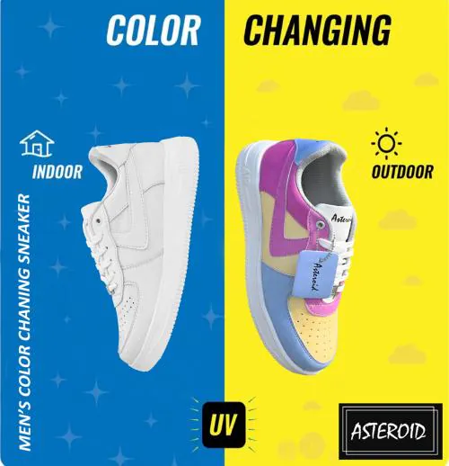 ASTEROID Outdoor Color Change Sneakers Colorblocked Fancy Premium White Casual Shoes for men