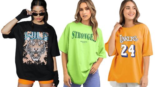 LEOTUDE Oversized Cotton Blend Half Sleeve Women's T-Shirts Combo (Pack of 3)