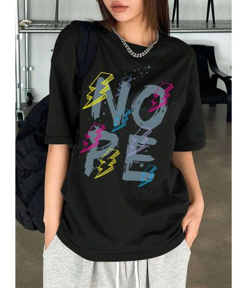 Smartees Black Printed Oversized Tshirt for Wowomen