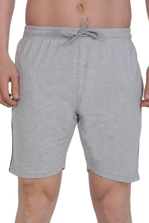Indian Pridee Men's Trendy Cotton Regular Fit Letter Print Shorts For Casual And Daily Wear_Grey Melange