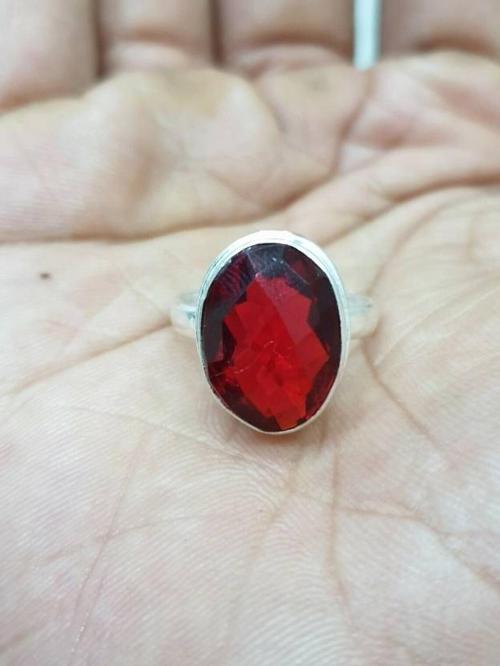 Chopra Gems & Jewellery Brass Garnet and Gomed Hessonite Ring (Men and Women) - Free size