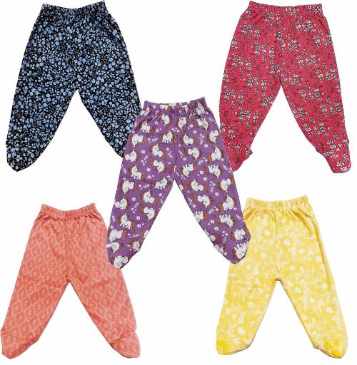 TotzTouch Baby Girls Pants Multicolour Floral Cotton Combo Pajama (Pack of 5)