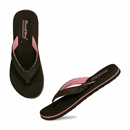 Real Way (ALPHA) Comfort and Luxurious Women's Slippers | Every Day Wear Slipper | Women's Slipper | Casual Slippers | Color-BLACK | Size-8