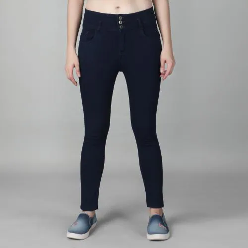 Glossia Fashion Navy Women Jeans High Waist Ankle Length |Stretchable Denim Slim Fit Jeans For Girls
