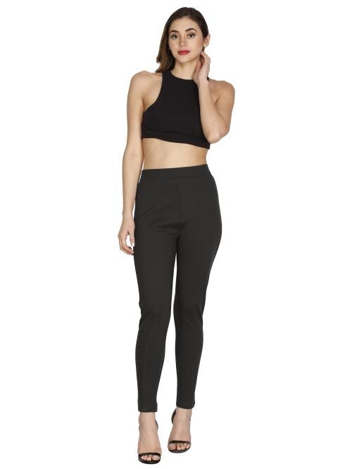 Dark Grey Second Skin High-Waisted Jeggings for Women -NT27 - S / Dark Grey