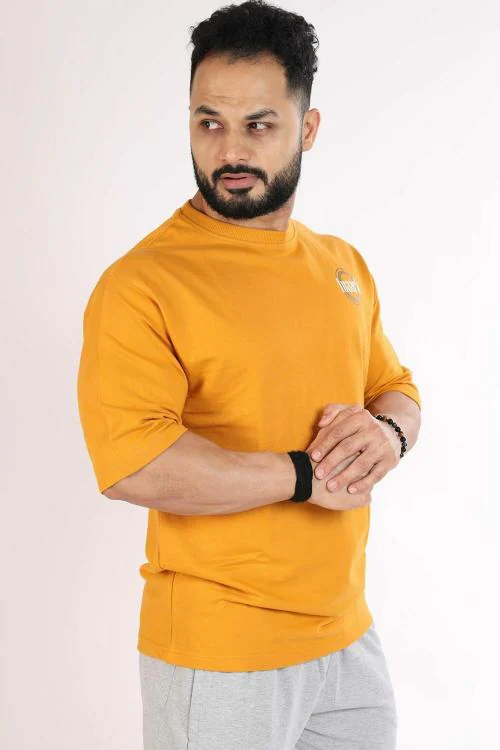 Fuaark Zodiac Oversized Sports and Gym Tshirt Mustard